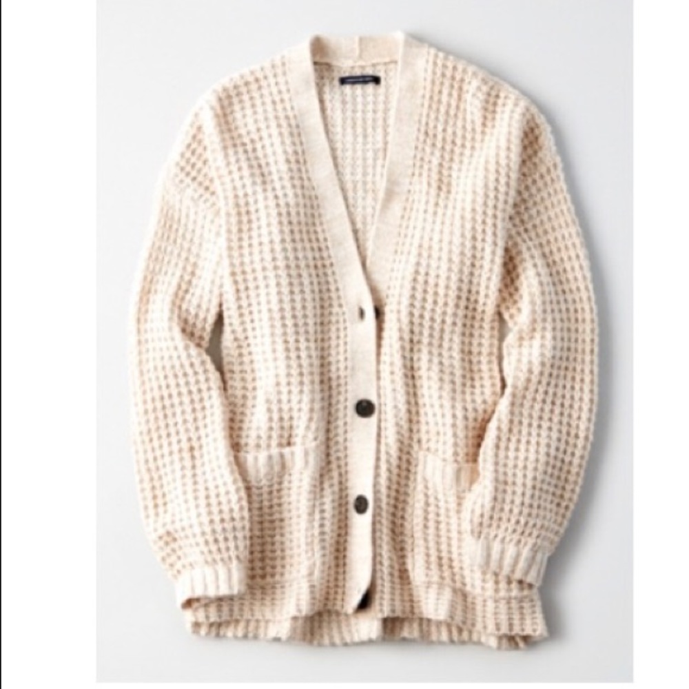 AE Slouchy Waffle Cardigan Sweater